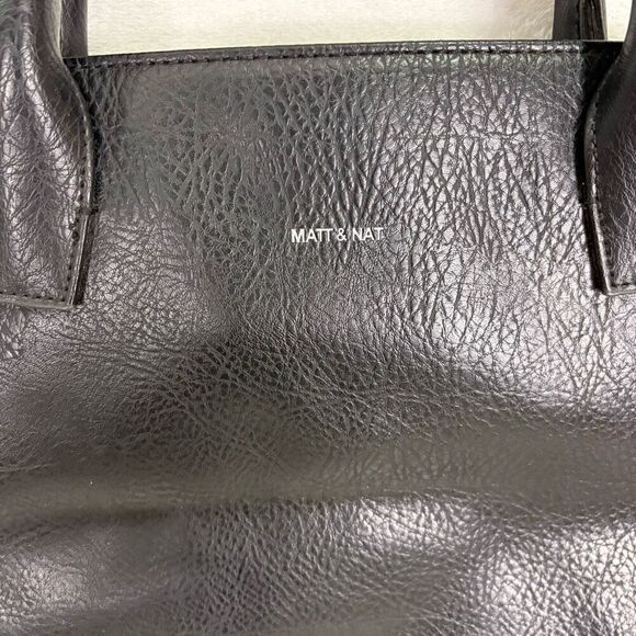 Matt & Nat Black Vegan Leather Large Tote Bag Purse with Long Strap - Picture 3 of 13